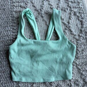 Alosoft Ribbed Chic Bra Tank - Honeydew